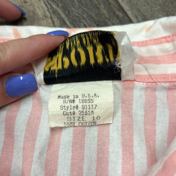 Vintage 90’s Button-Down Patchwork Blouse - Sunny Sport Made in the USA - Sz 10 - Picture 3 of 5